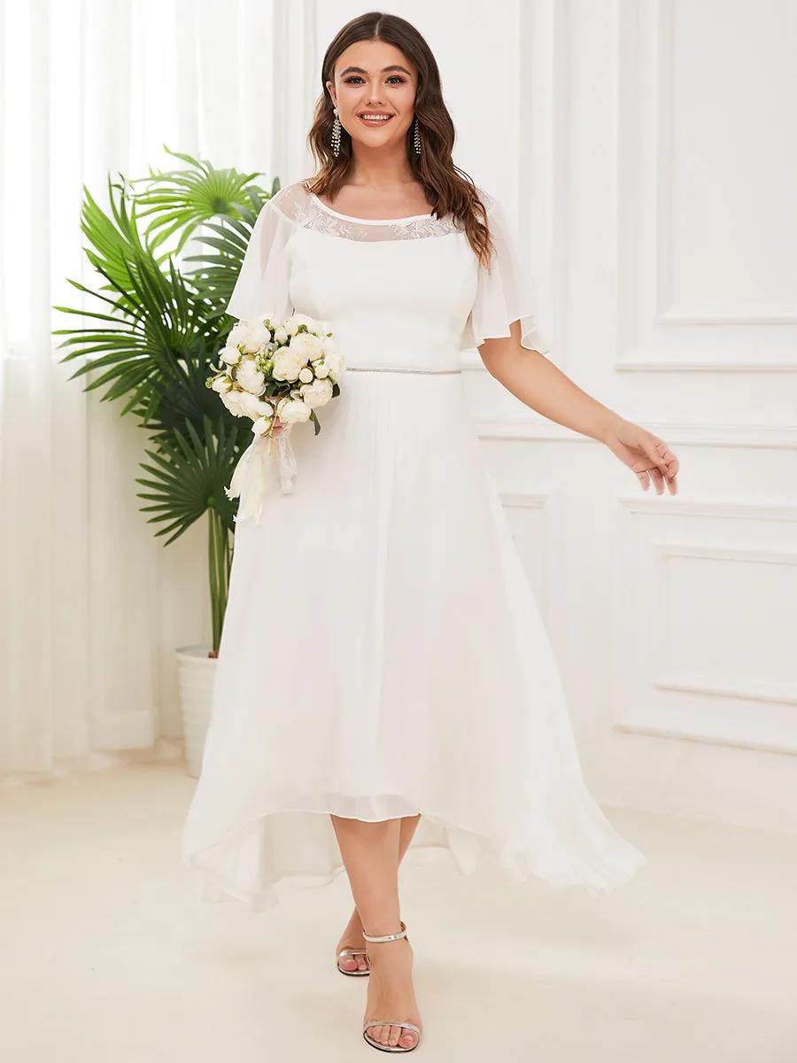 Robe mi-longue trapèze décontractée à encolure bateau pour femmes de grande taille avec ourlets asymétriques(Vente finale)