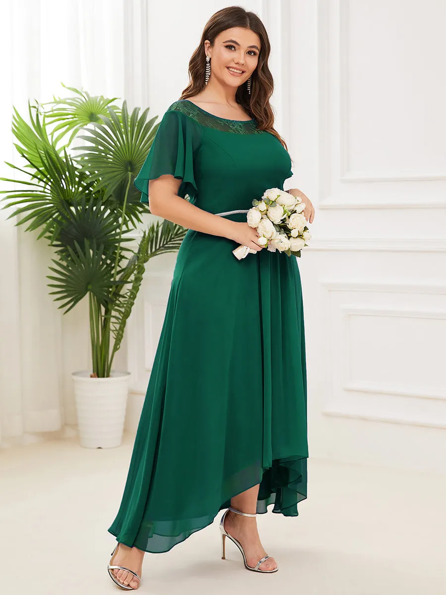 Robe mi-longue trapèze décontractée à encolure bateau pour femmes de grande taille avec ourlets asymétriques(Vente finale)
