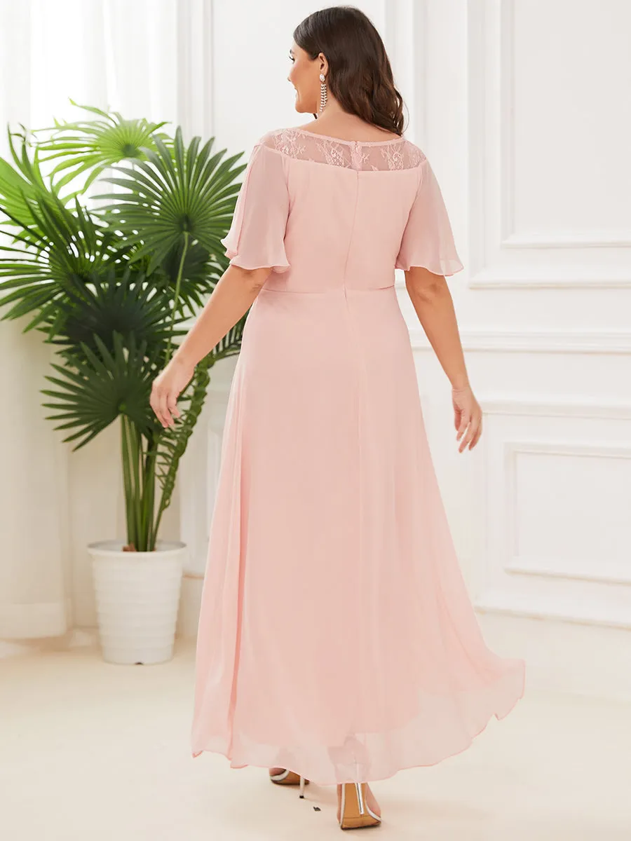 Robe mi-longue trapèze décontractée à encolure bateau pour femmes de grande taille avec ourlets asymétriques(Vente finale)