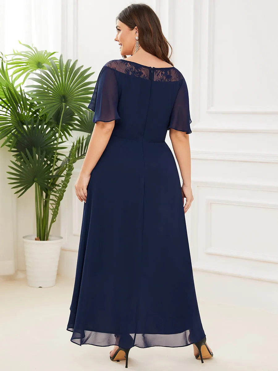 Robe mi-longue trapèze décontractée à encolure bateau pour femmes de grande taille avec ourlets asymétriques(Vente finale)