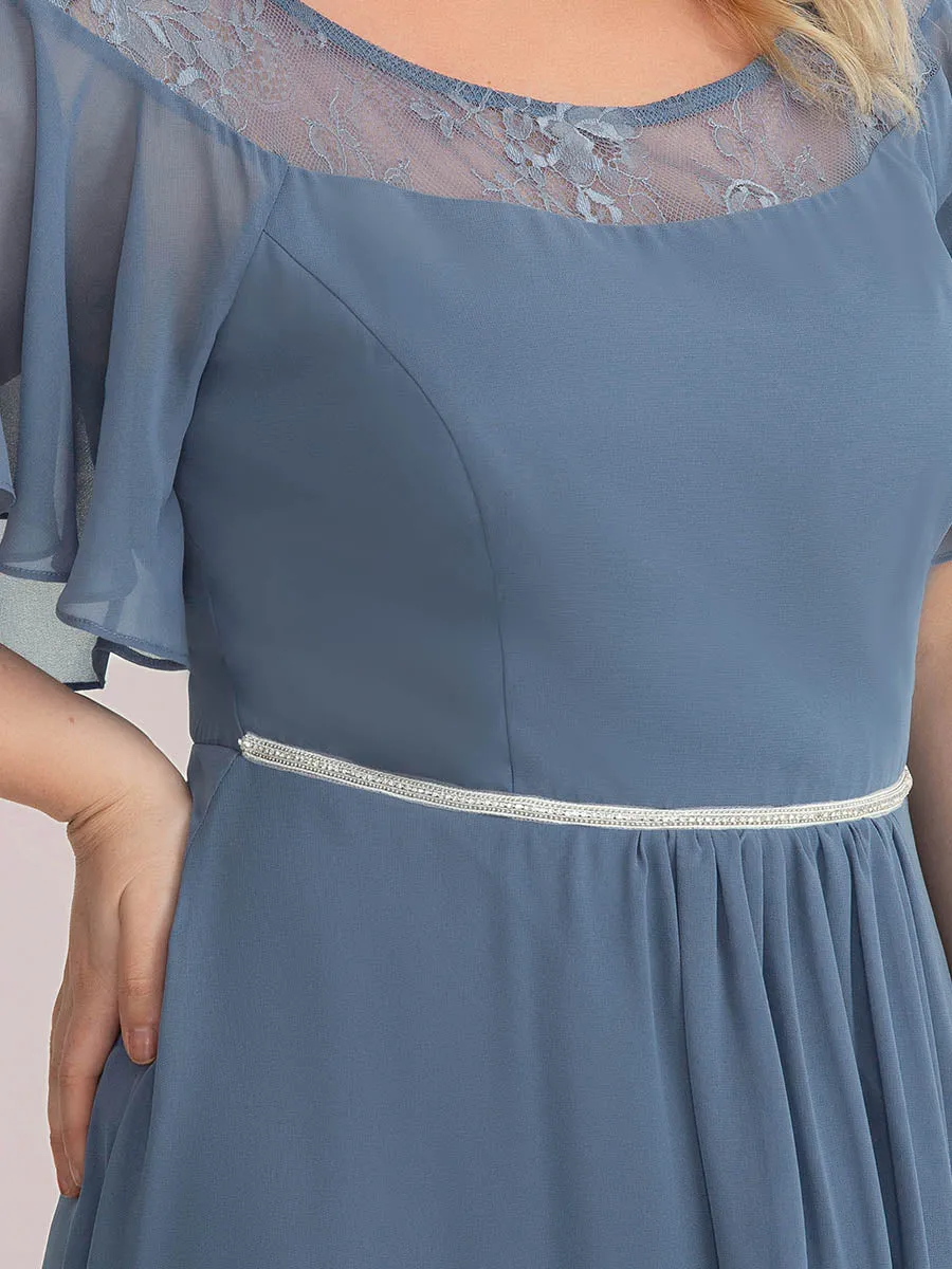 Robe mi-longue trapèze décontractée à encolure bateau pour femmes de grande taille avec ourlets asymétriques(Vente finale)