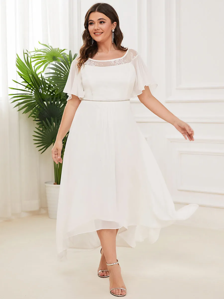 Robe mi-longue trapèze décontractée à encolure bateau pour femmes de grande taille avec ourlets asymétriques(Vente finale)