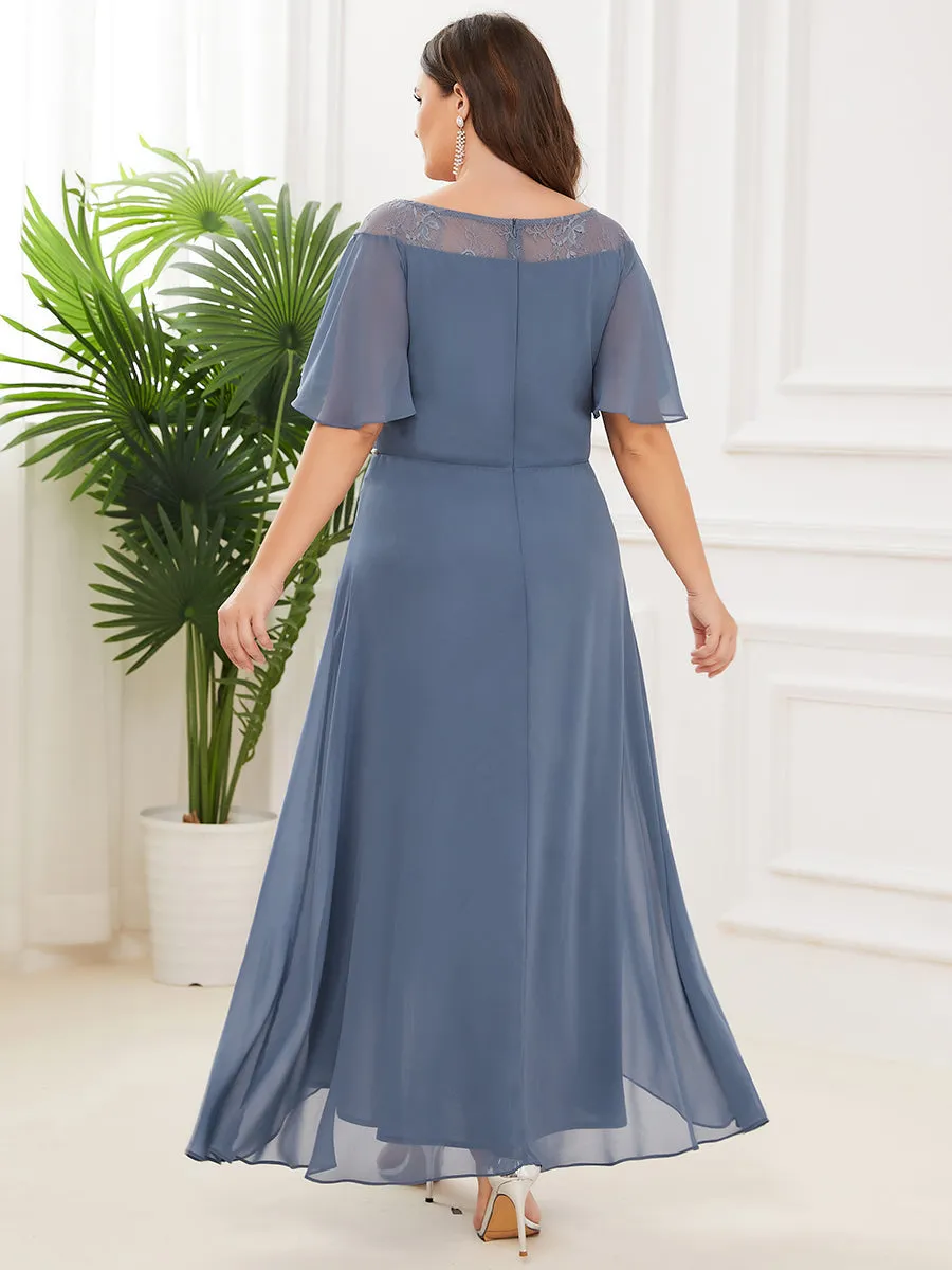 Robe mi-longue trapèze décontractée à encolure bateau pour femmes de grande taille avec ourlets asymétriques(Vente finale)