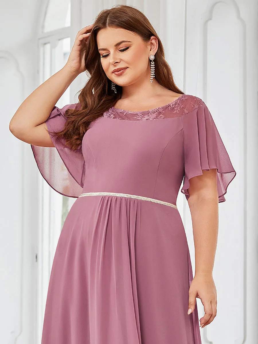 Robe mi-longue trapèze décontractée à encolure bateau pour femmes de grande taille avec ourlets asymétriques(Vente finale)
