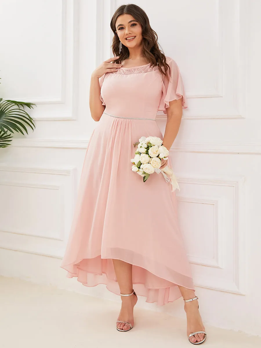 Robe mi-longue trapèze décontractée à encolure bateau pour femmes de grande taille avec ourlets asymétriques(Vente finale)