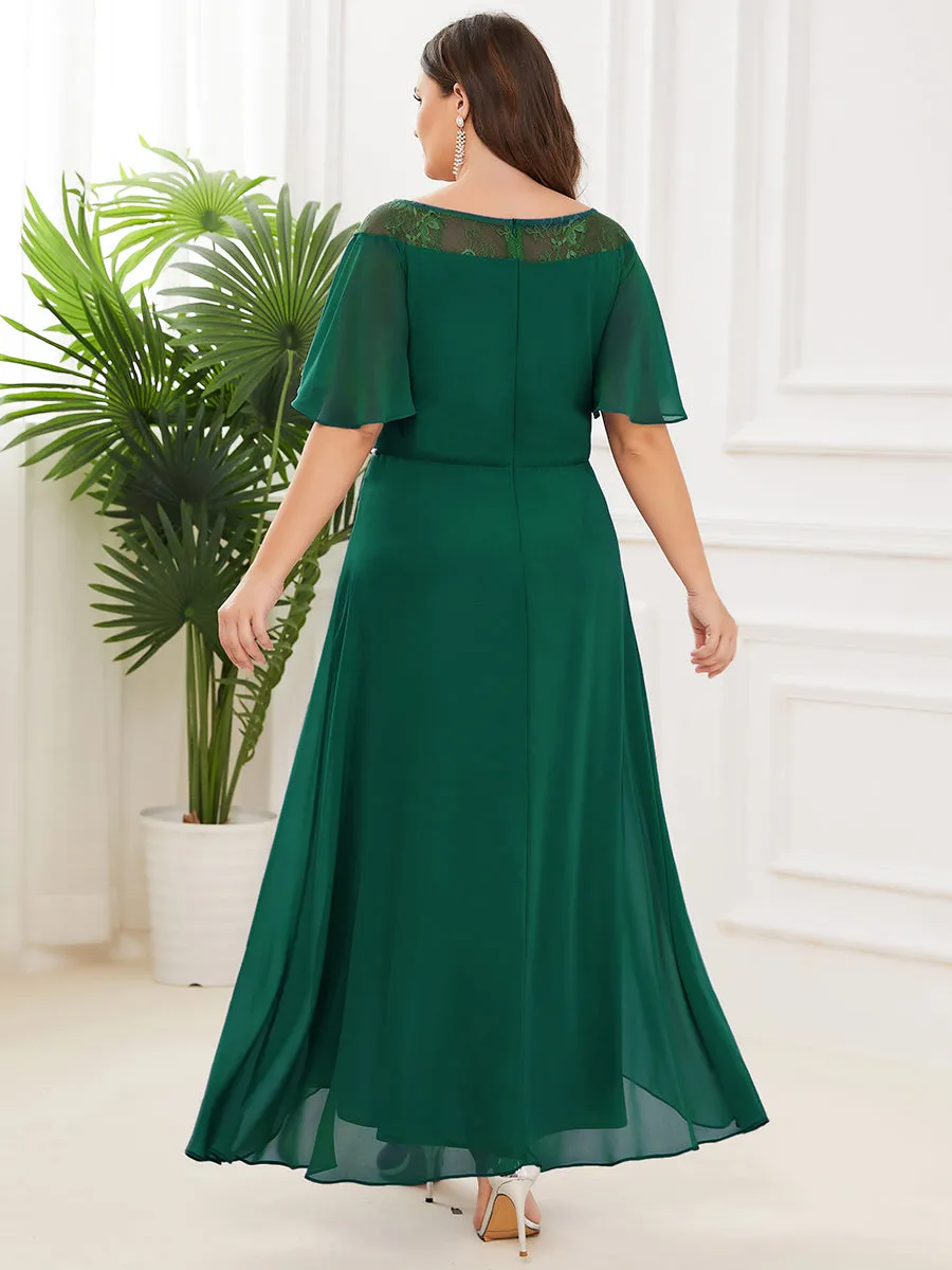 Robe mi-longue trapèze décontractée à encolure bateau pour femmes de grande taille avec ourlets asymétriques(Vente finale)