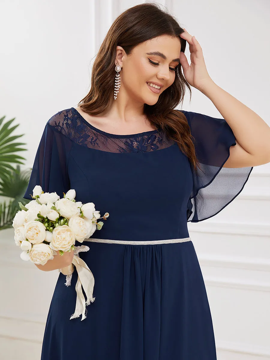 Robe mi-longue trapèze décontractée à encolure bateau pour femmes de grande taille avec ourlets asymétriques(Vente finale)
