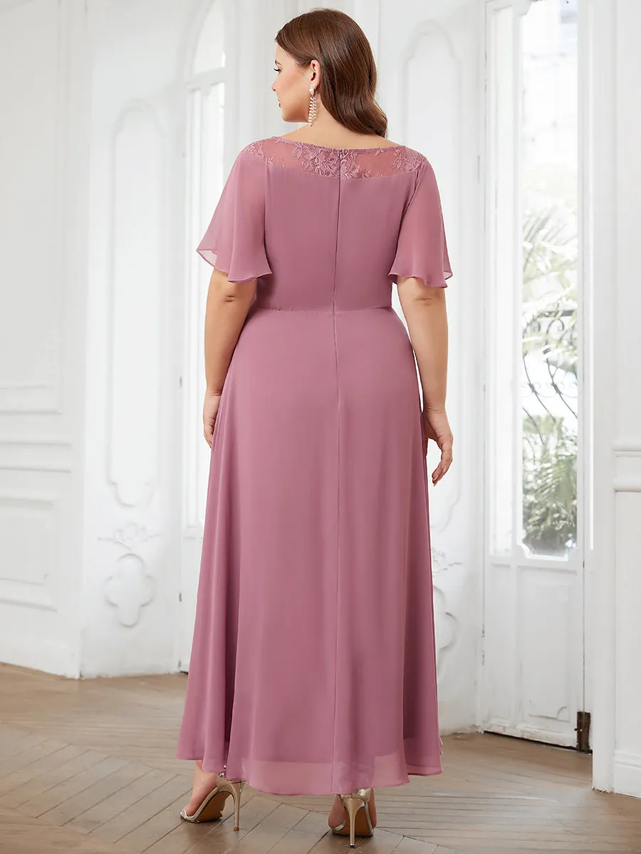 Robe mi-longue trapèze décontractée à encolure bateau pour femmes de grande taille avec ourlets asymétriques(Vente finale)