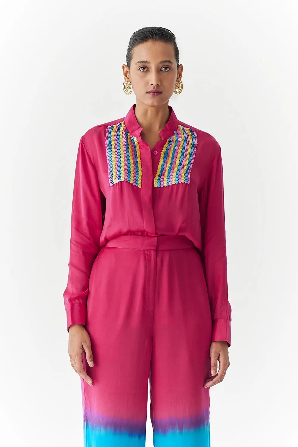 Rosewood Dip Dye Shirt And Trousers