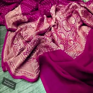 Ruby Pink Banarasi Khaddi Reception Saree online
