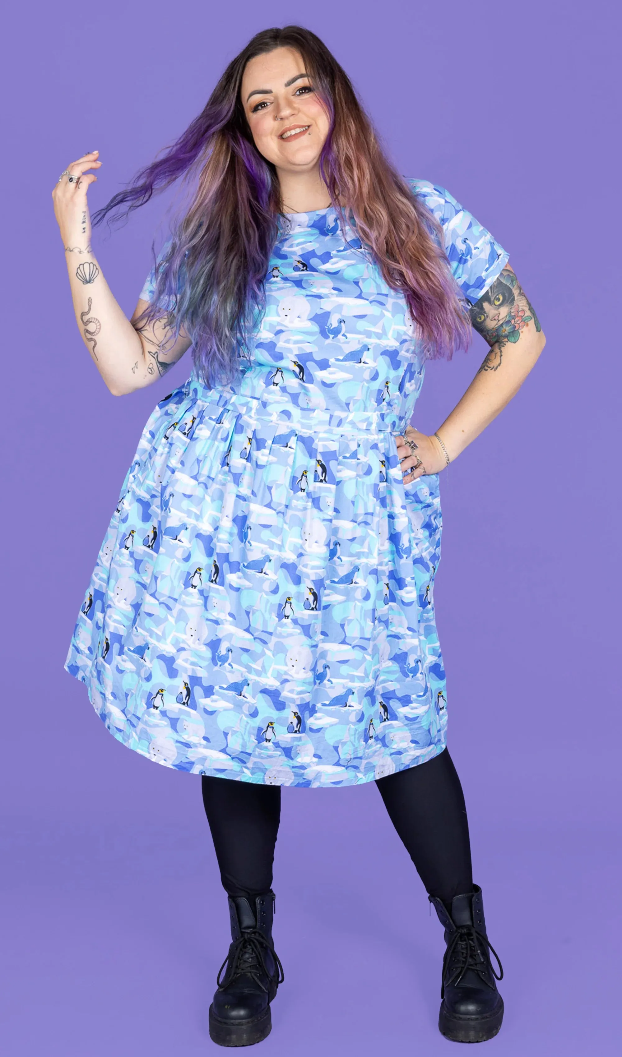 Run & Fly Winter Friends Stretch Tea Dress