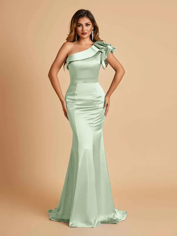 Sage Mismatched Sexy Silky Satin Floor Length Bridesmaid Dresses Online
