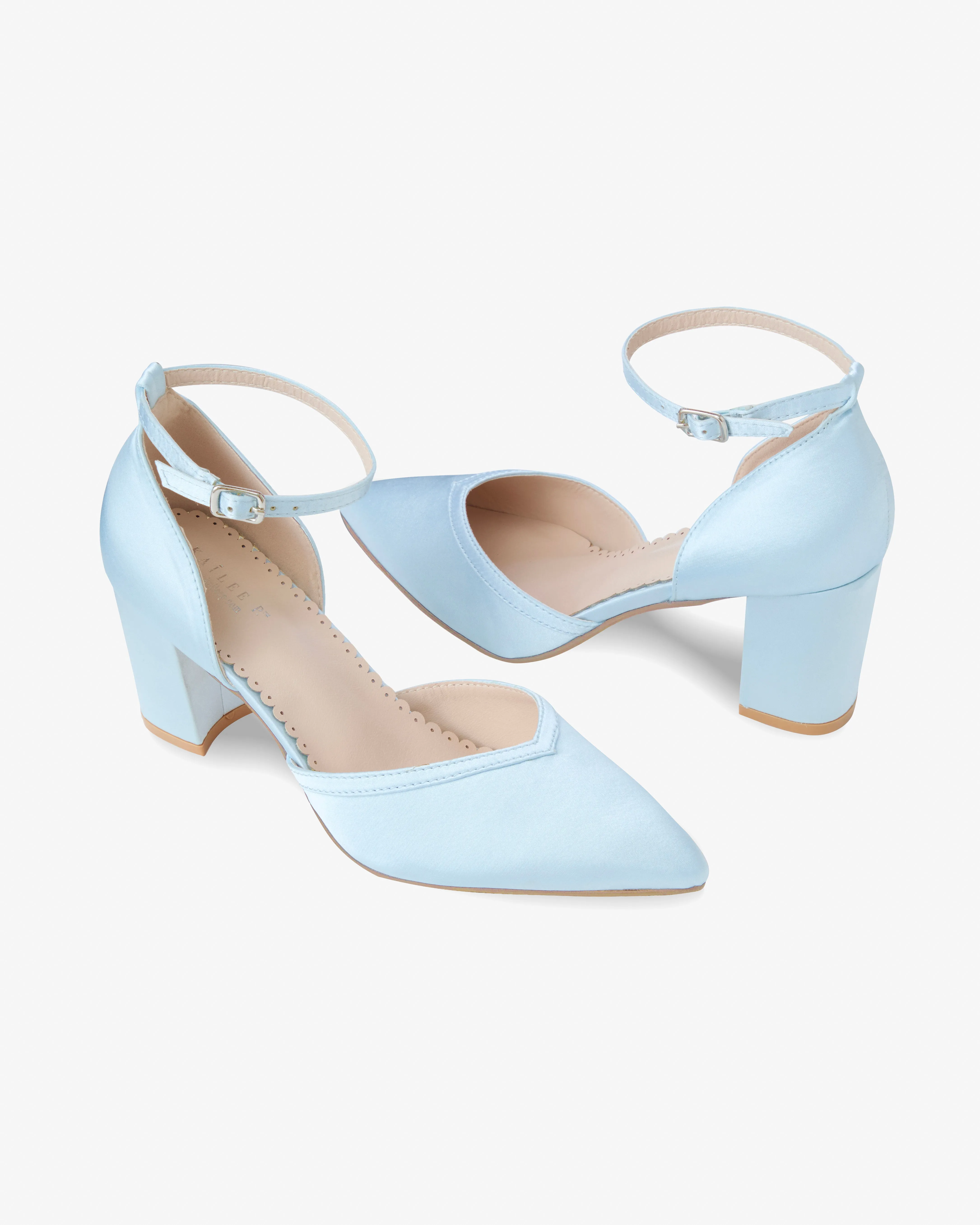 Satin Block Heels Wedding Shoes