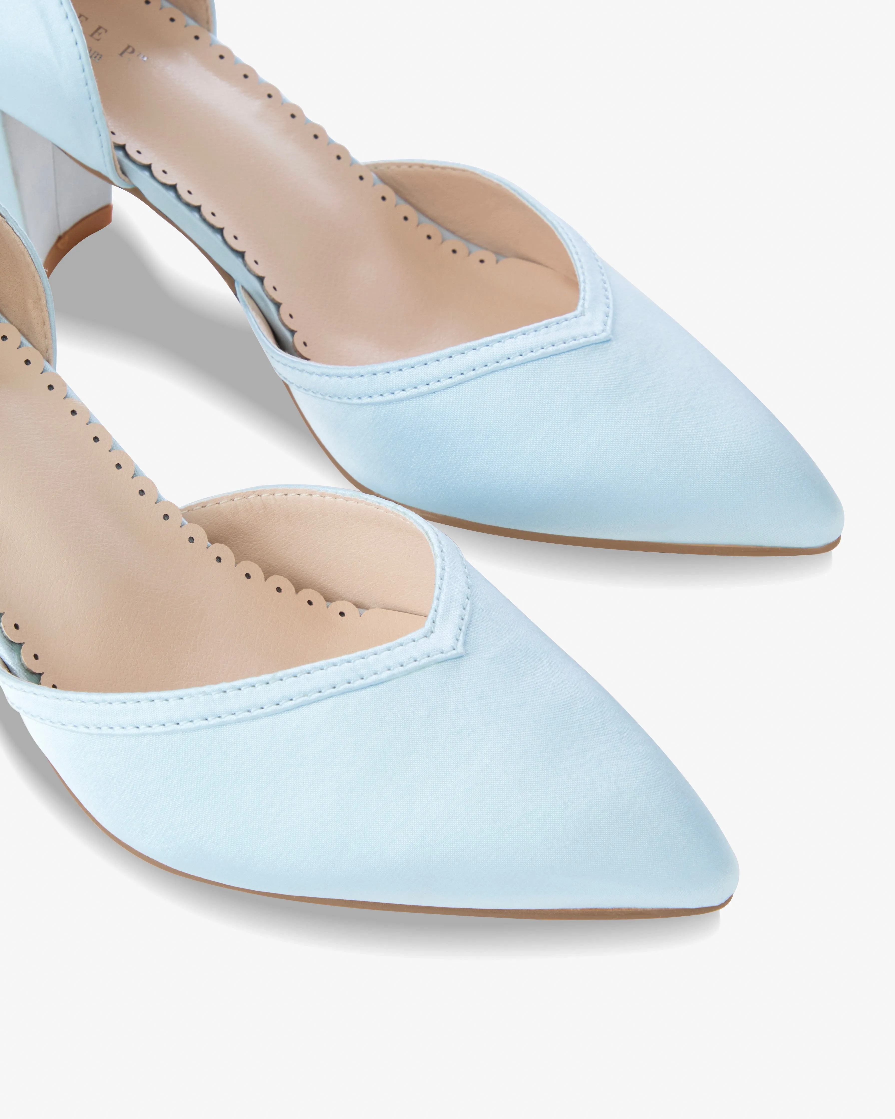 Satin Block Heels Wedding Shoes