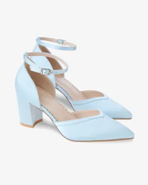 Satin Block Heels Wedding Shoes