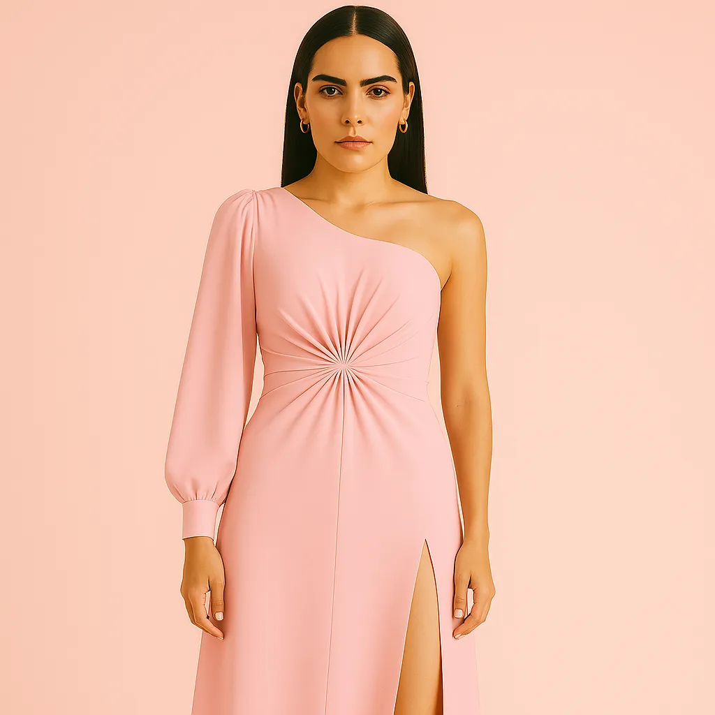 Satin Evening Gown | Teal One-Shoulder | Elegant and Sophisticated