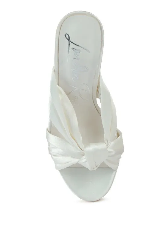 Satin Knotted Chunky Platform Heel Sandals