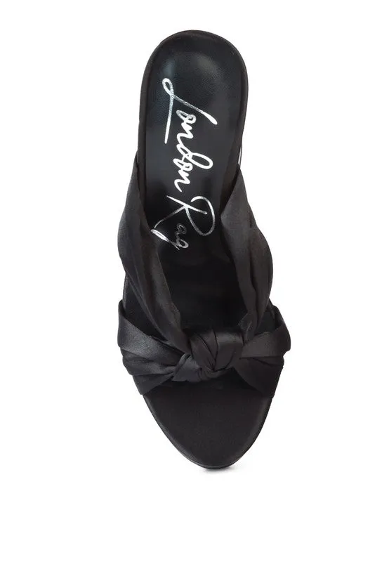 Satin Knotted Chunky Platform Heel Sandals