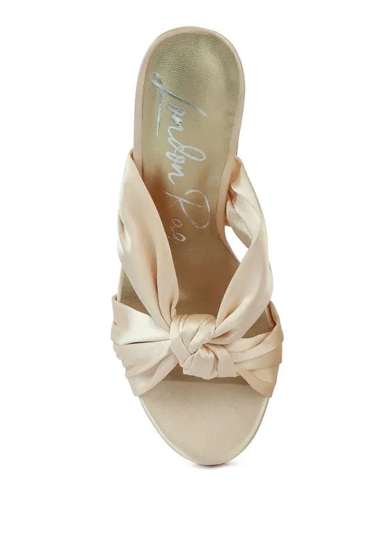 Satin Knotted Chunky Platform Heel Sandals
