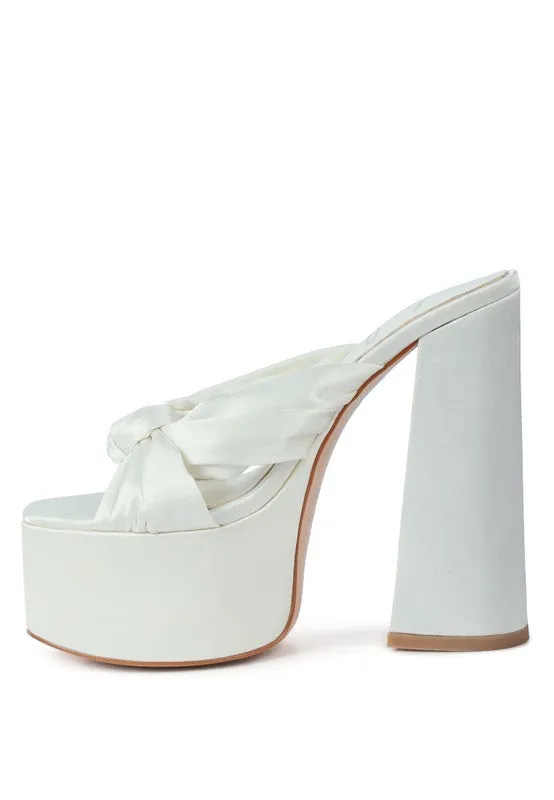 Satin Knotted Chunky Platform Heel Sandals