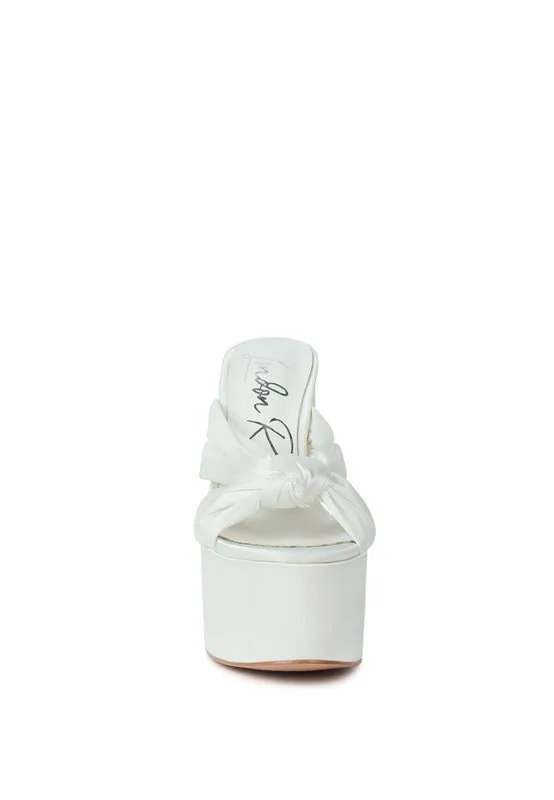 Satin Knotted Chunky Platform Heel Sandals