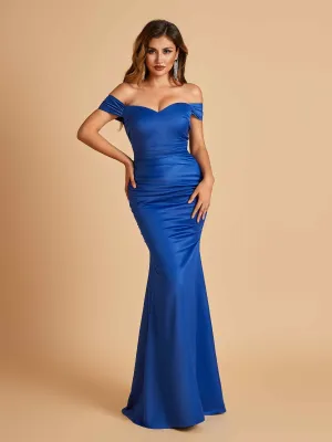 Satin Mermaid Off Shoulder Bridesmaid Dresses Sweetheart Floor Length
