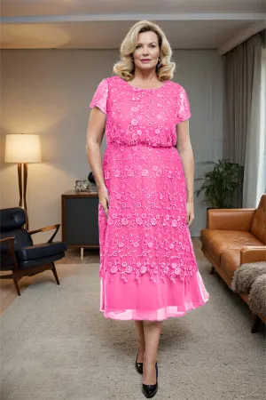 Scoop Neck A Line Tea Length Mother of the Bride Dress