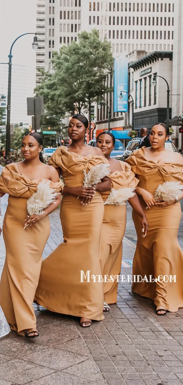 Sexy Off-shoudler Mermaid Long Bridesmaid Dresses Online, BDS0156