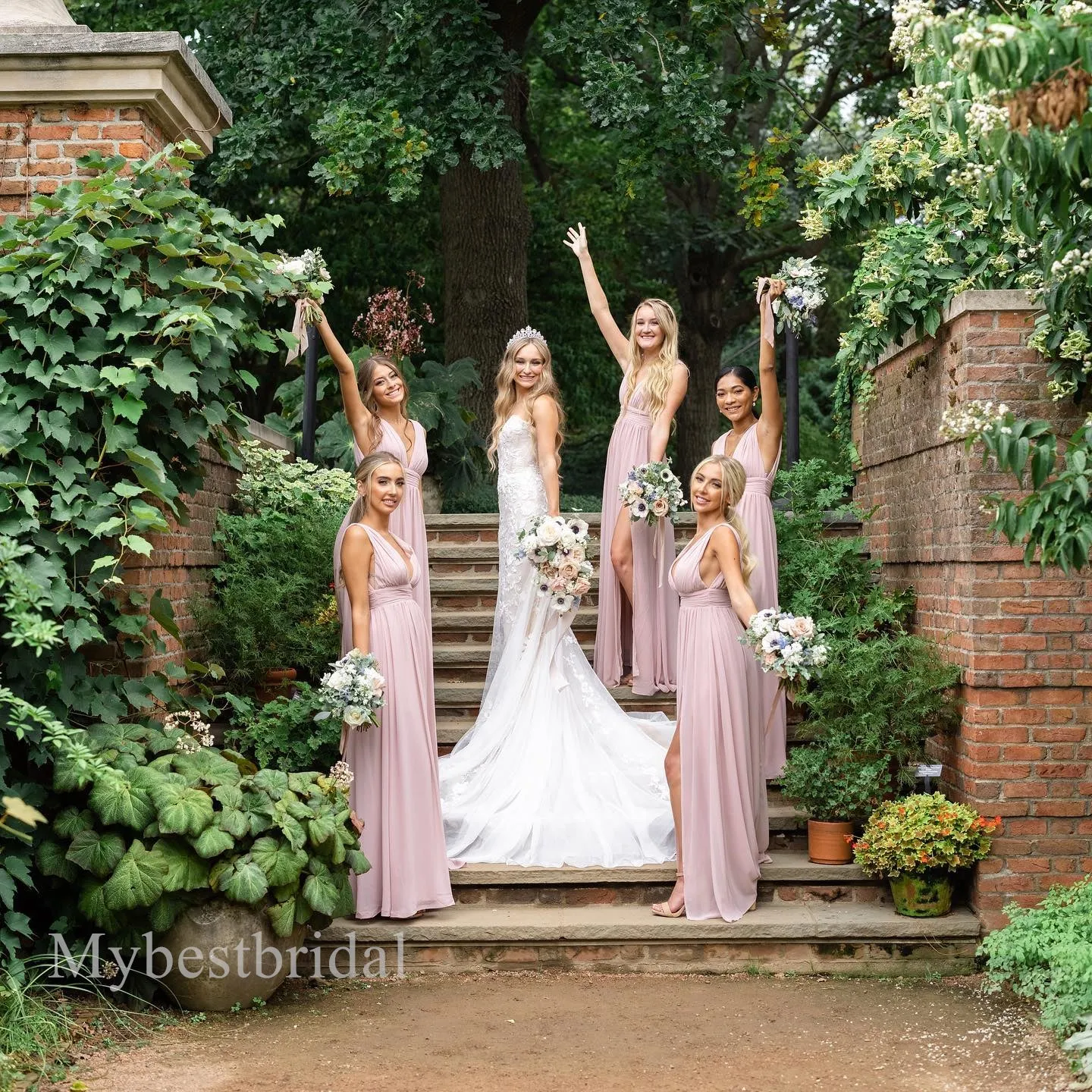 Sexy V-neck Sleeveless Side slit A-line Bridesmaid Dressess, BDS0332