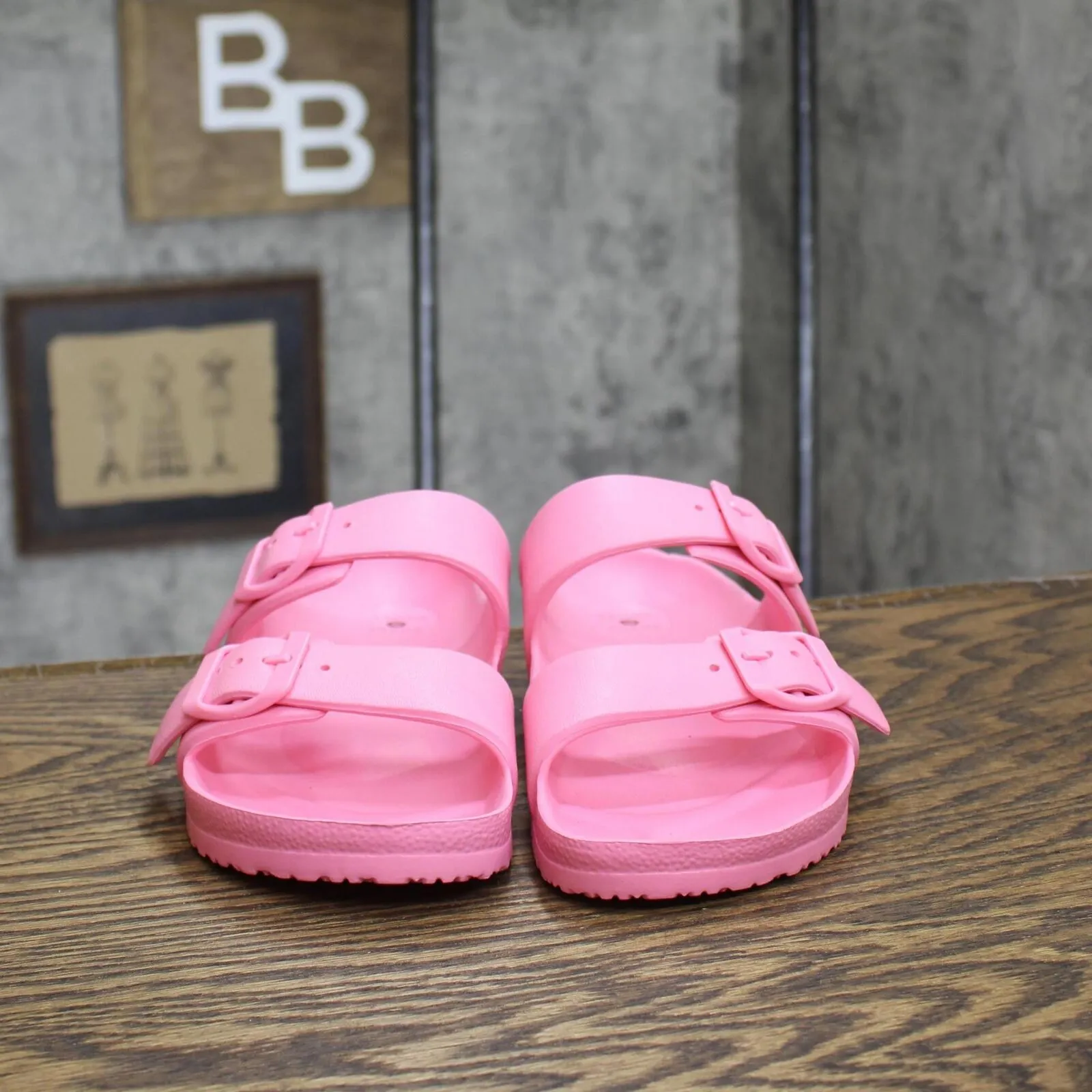 Shade & Shore Women's Neida EVA Two Band Footbed Slide Sandals Vibrant Pink 7M