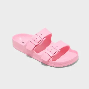 Shade & Shore Women's Neida EVA Two Band Footbed Slide Sandals Vibrant Pink 7M