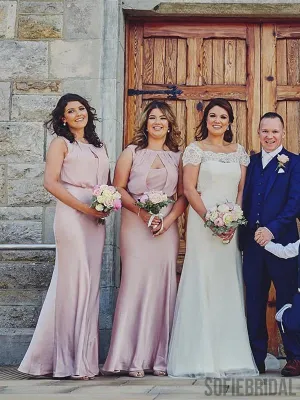 Sheath Floor-length Chiffon Top Sleeveless Bridesmaid Dresses, BD1039
