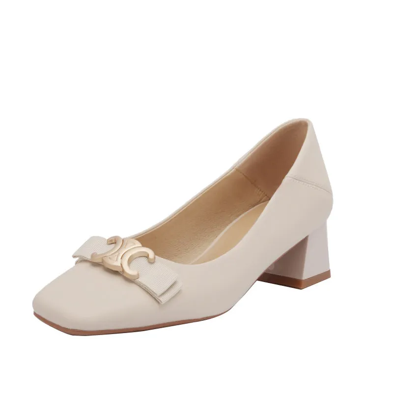 Sheepskin Chunky High Classic Style Elegant Women's Shoes