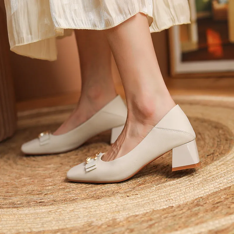 Sheepskin Chunky High Classic Style Elegant Women's Shoes