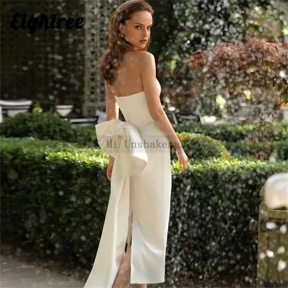 Short Bride Dresses Tea Length Strapless
