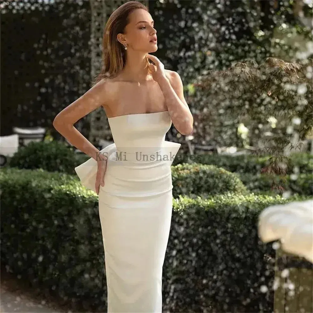 Short Bride Dresses Tea Length Strapless