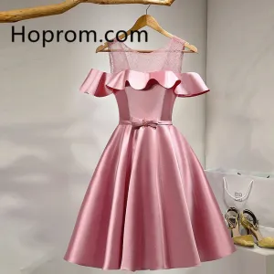 Short Homecoming Dress, Pink Elegant Bridesmaid Dress