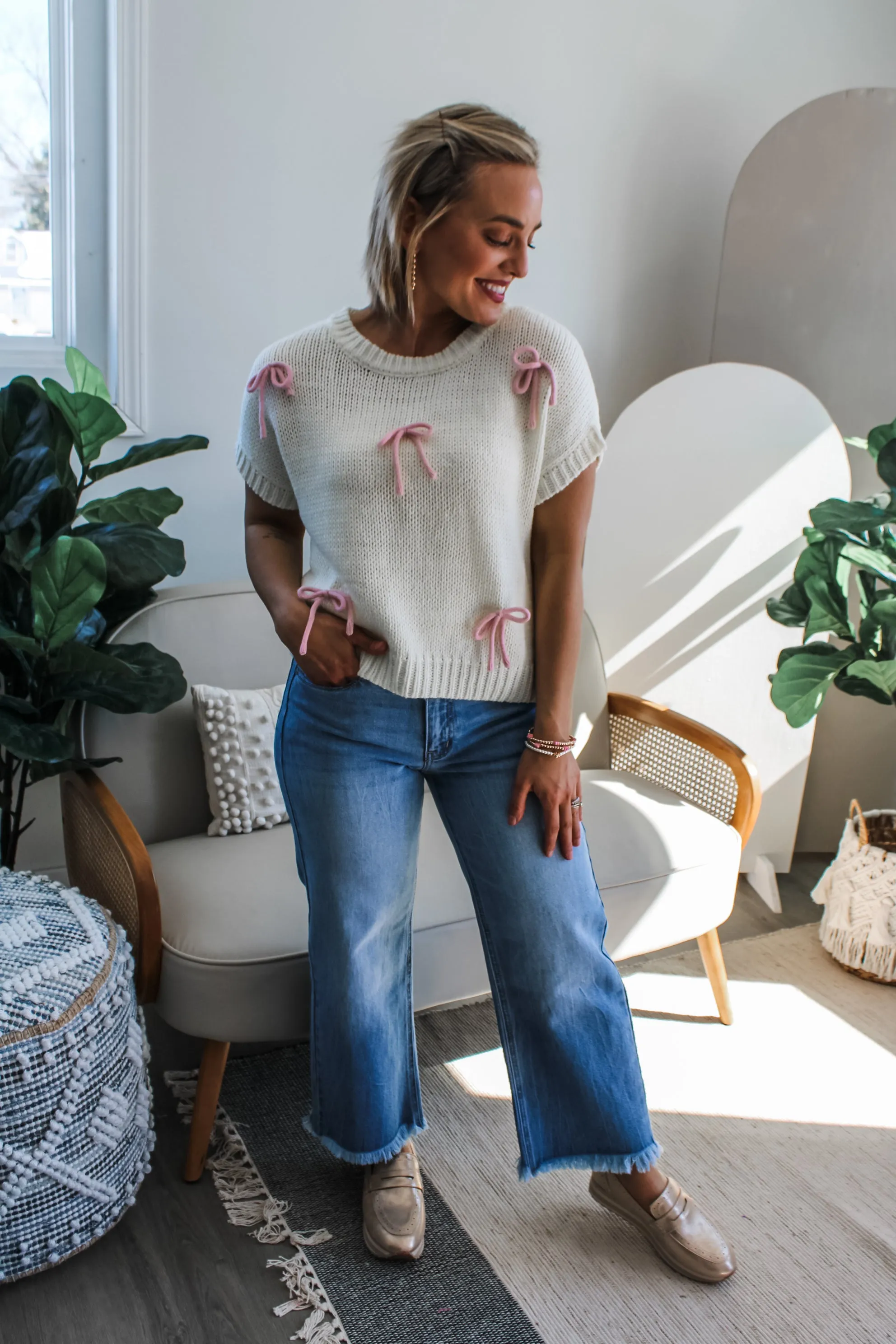 Simple & Sweet Bow Sweater • Ivory