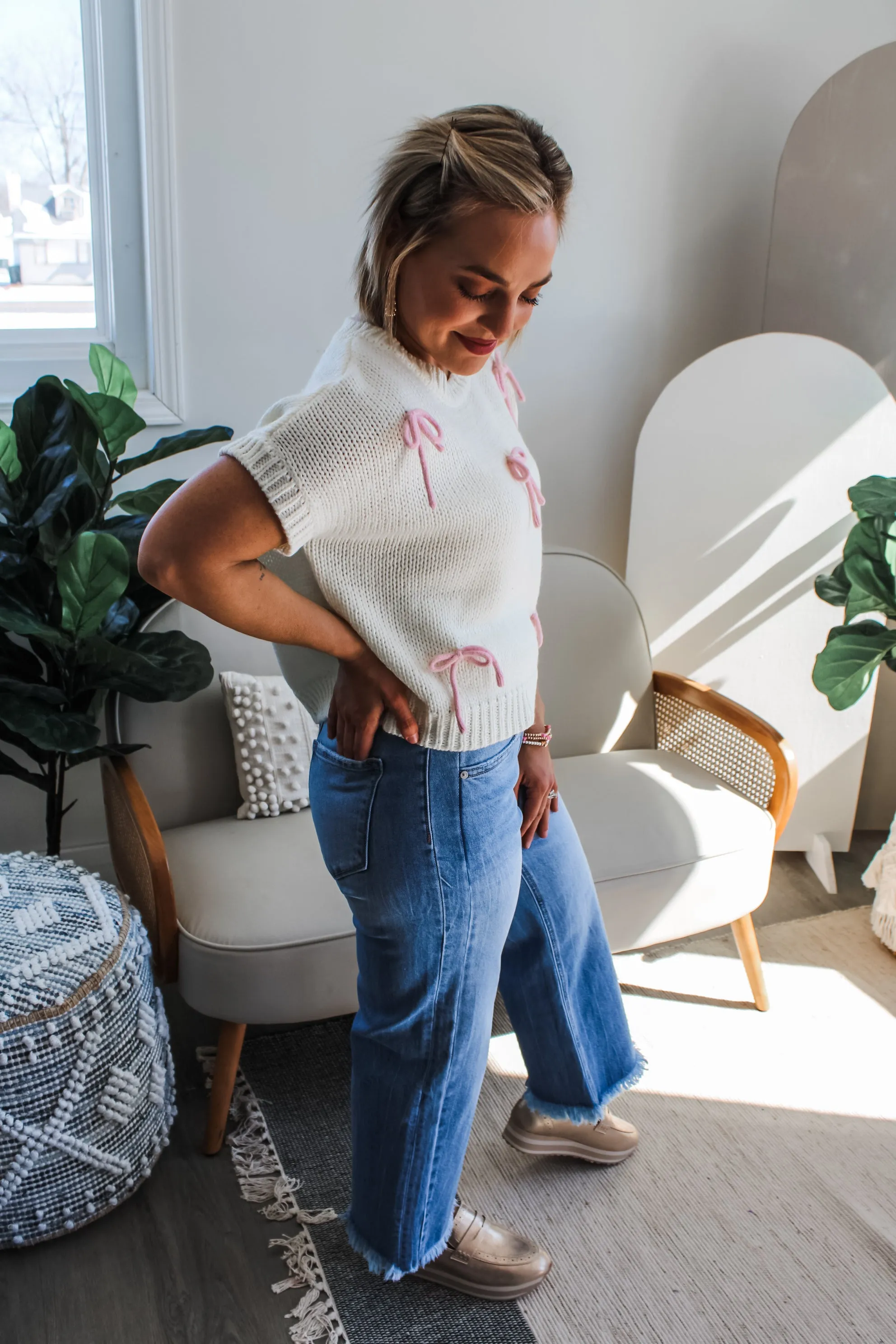 Simple & Sweet Bow Sweater • Ivory
