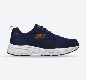 Skechers 237348 Oak Canyon Sunfair Trekking Low Cut Sneakers für Herren, weite Passform, Marineblau/Orange