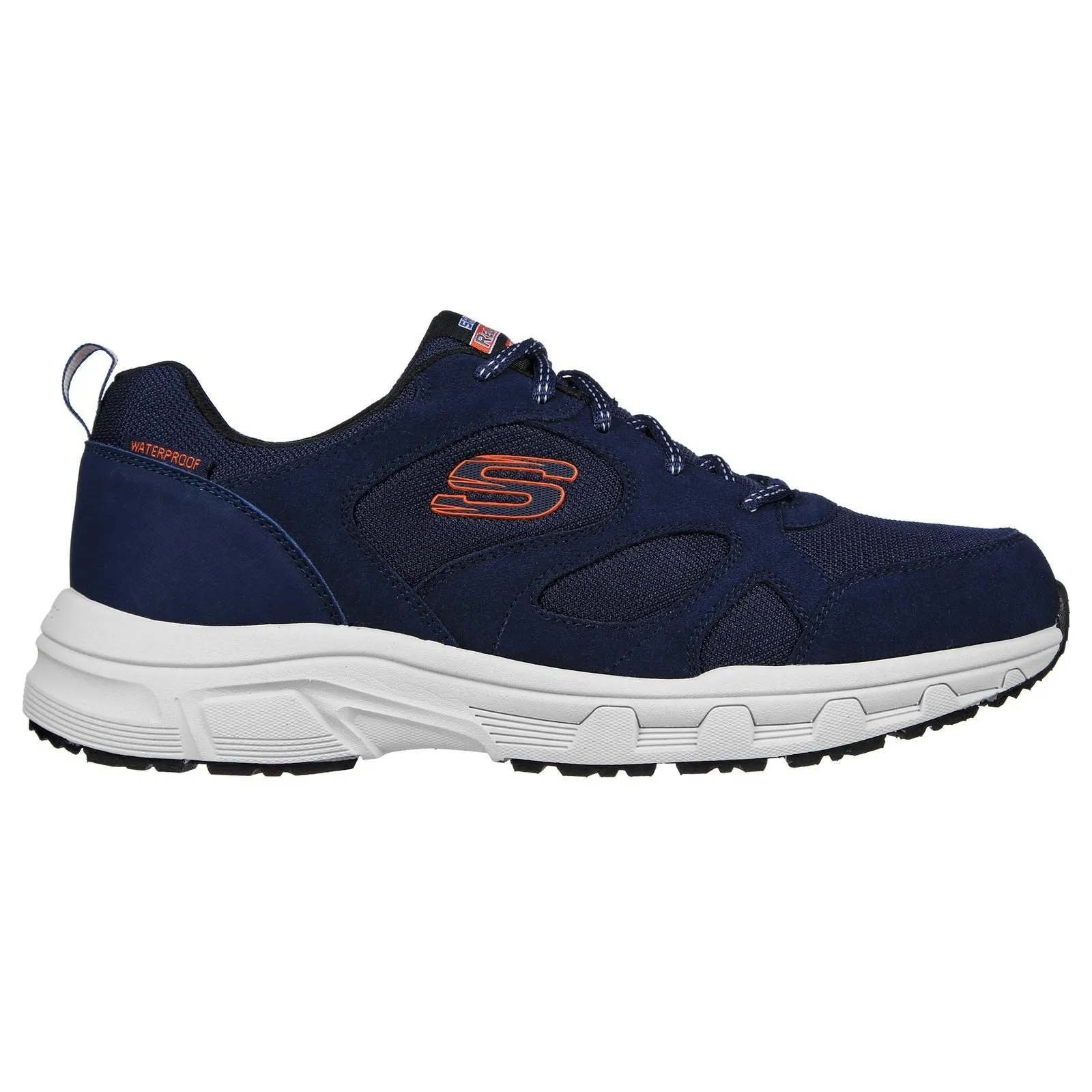 Skechers 237348 Oak Canyon Sunfair Trekking Low Cut Sneakers für Herren, weite Passform, Marineblau/Orange