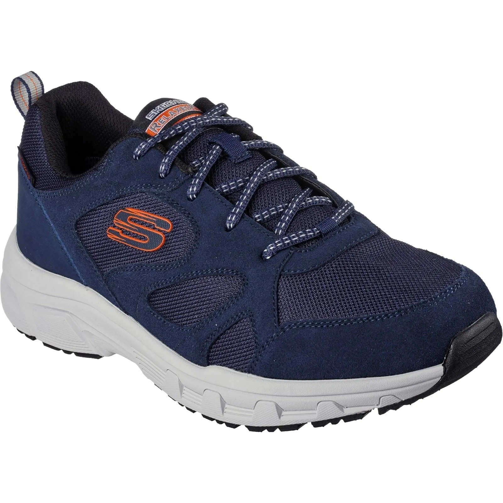 Skechers 237348 Oak Canyon Sunfair Trekking Low Cut Sneakers für Herren, weite Passform, Marineblau/Orange