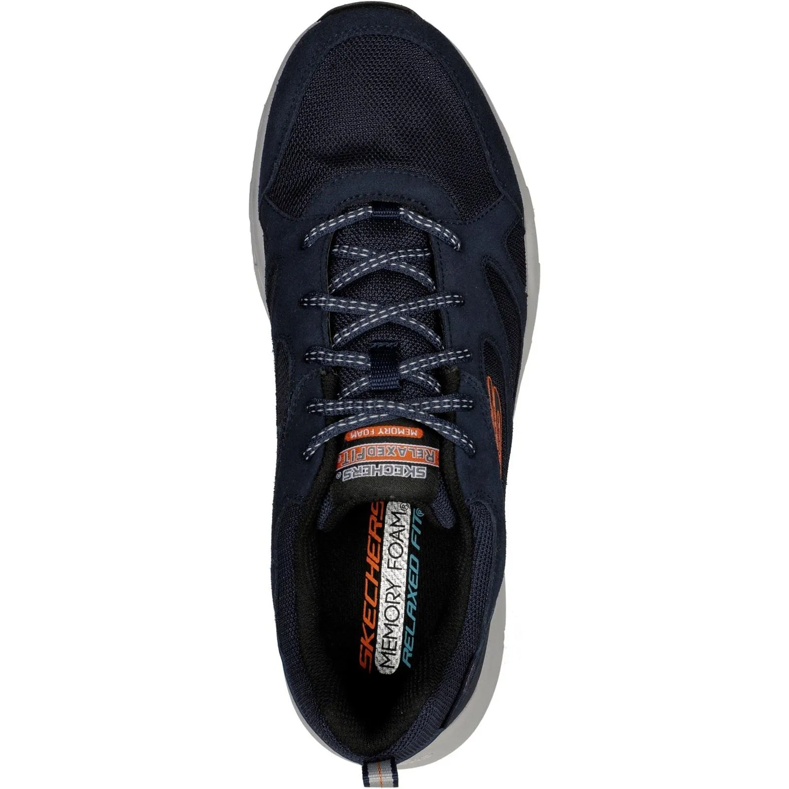Skechers 237348 Oak Canyon Sunfair Trekking Low Cut Sneakers für Herren, weite Passform, Marineblau/Orange