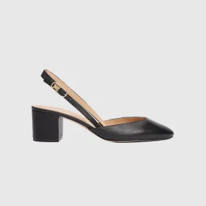 Slingback Leather Pump  - Black