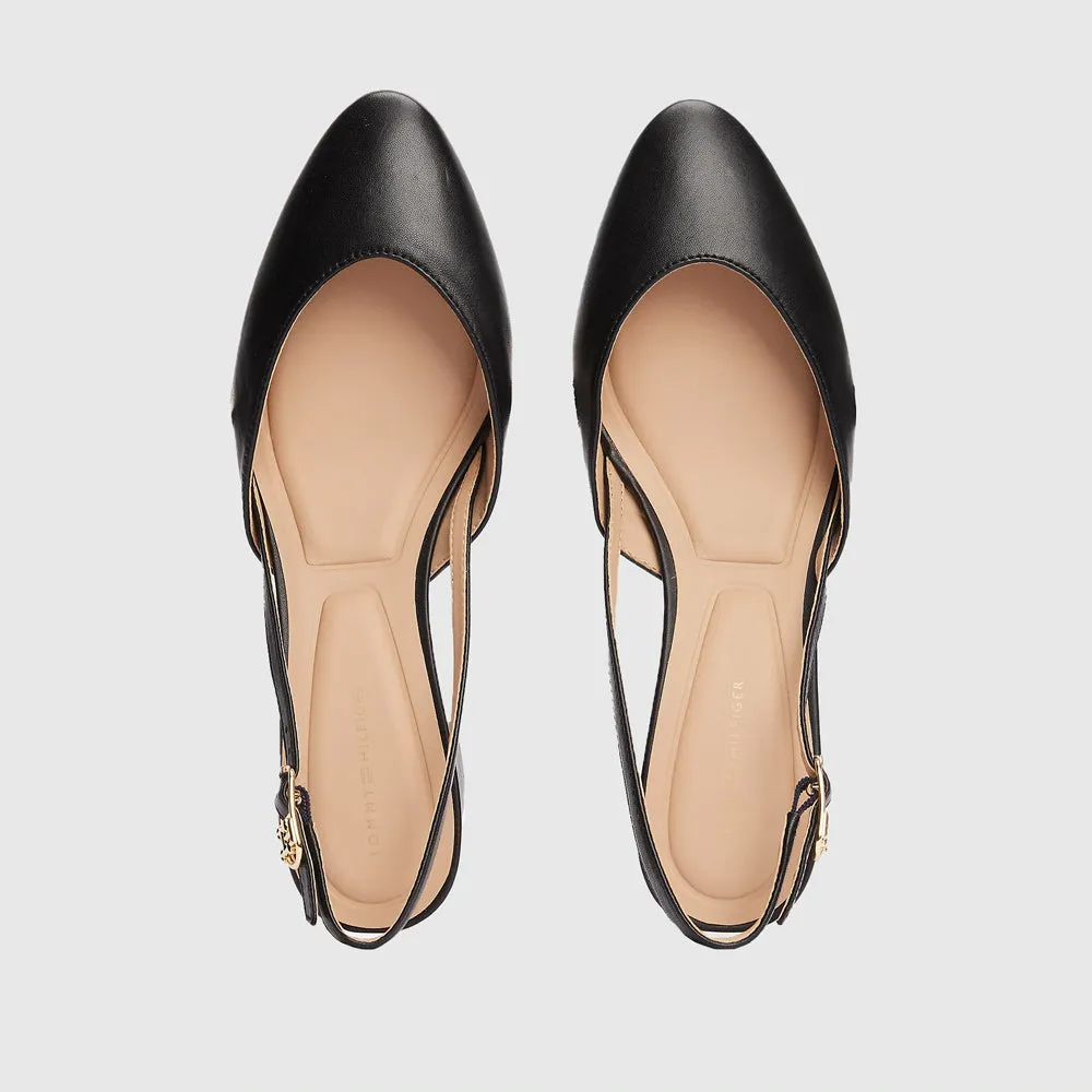 Slingback Leather Pump  - Black