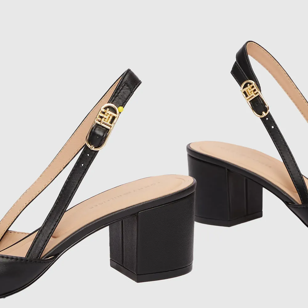 Slingback Leather Pump  - Black