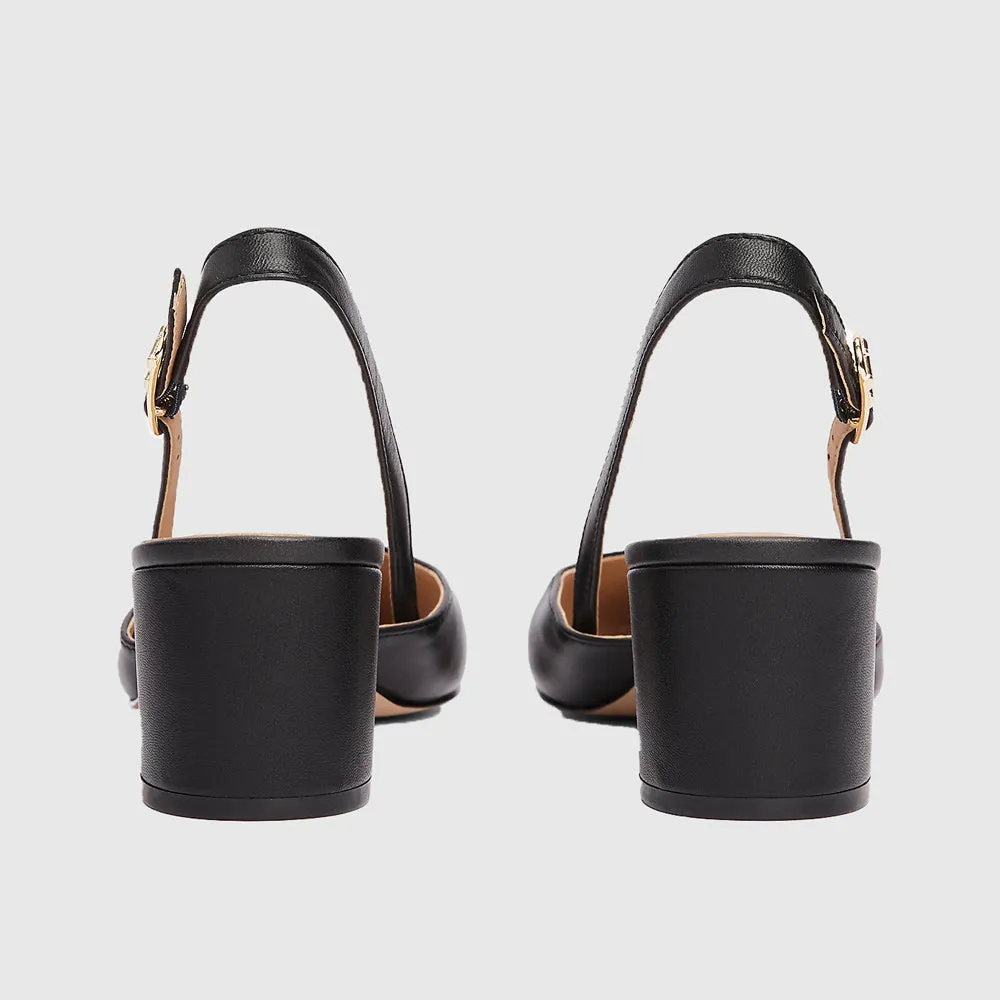 Slingback Leather Pump  - Black