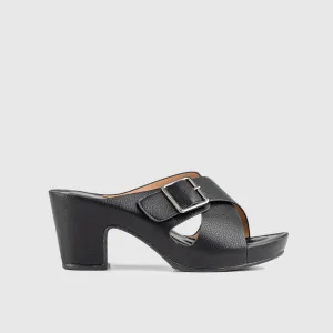 Soft Style Caden Push In Block Heel Sandal Black 01490