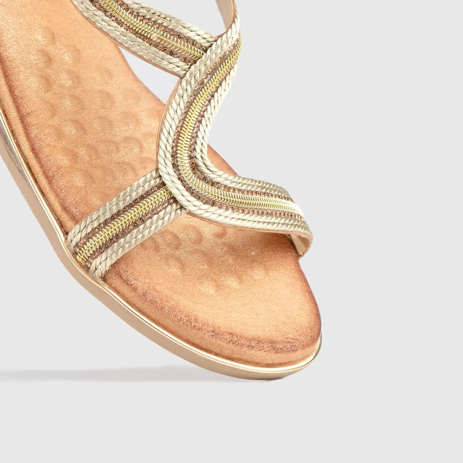 Soft Style Naila Flat Comfort Sandal Gold 01484