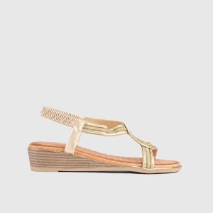 Soft Style Naila Flat Comfort Sandal Gold 01484